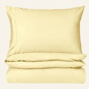 Påslakanset i satin ljusgul - 150x210 cm Premium