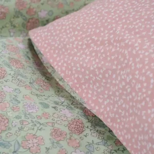 Påslakanset i percale korall - 150x210 cm/50x60 cm risnedsättning