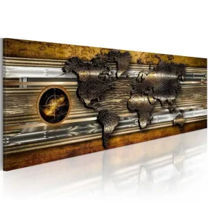 Tavla The Golden Map 150x50 - Inredning & dekor Populärt val