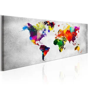 Tavla World Map Coloured Revolution 150x50 - Inredning & dekor Populärt val