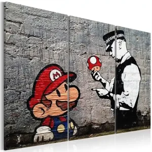 Tavla Super Mario Mushroom Cop By Banksy 90x60 - Inredning & dekor Handla nu