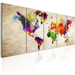 Tavla World Map Painted World 200x80 - Inredning & dekor Nyhet