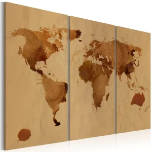 Snabb frakt Tavla Världen Målad Med Kaffe Triptych 60x40 - Inredning & dekor