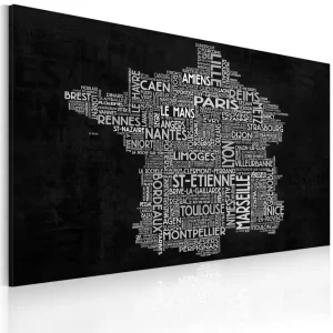 Begränsat antal Tavla Text map of France on the blackboard 120x80 - Inredning & dekor