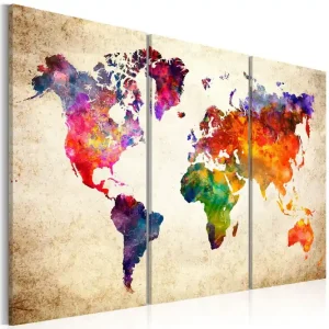 Begränsat erbjudande Tavla The World's Map In Watercolor 120x80 - Inredning & dekor