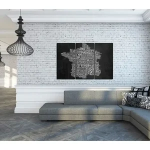 Tavla Text map of France triptych 90x60 - Inredning & dekor Köp nu