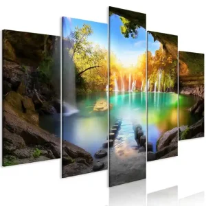 Tavla Turquoise Lake 5 Parts Wide 200x100 - Inredning & dekor Kampanjpris