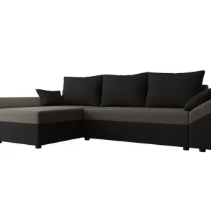Handla nu Midfeld 3-sits Hörnbäddsoffa Black/Brown - Möbler