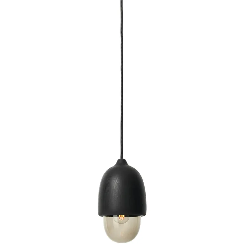 Terho Pendel Svartbetsad Lindträ / Rökt Glas, 13,5 cm Begränsat erbjudande