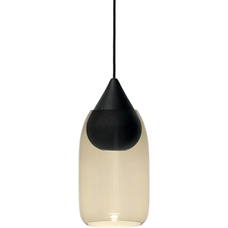 Liuku Drop Pendel, Svartbetsad Lindträ / Rökt Glas risnedsättning