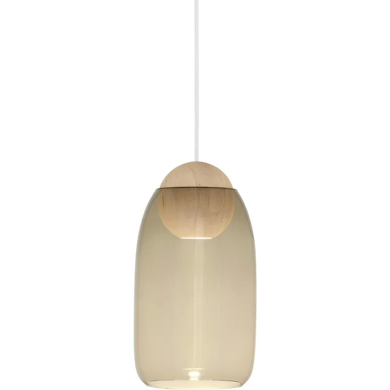 Liuku Ball Pendel, Mattlackad Lindträ / Rökt Glas Endast idag