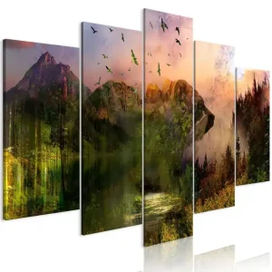 Tavla Bear In The Mountain 5 Parts Wide 100x50 - Inredning & dekor Endast denna vecka