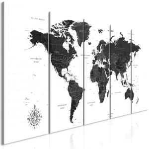 Tavla Black And White Map 5 Parts Narrow 225x90 - Inredning & dekor Beställ idag