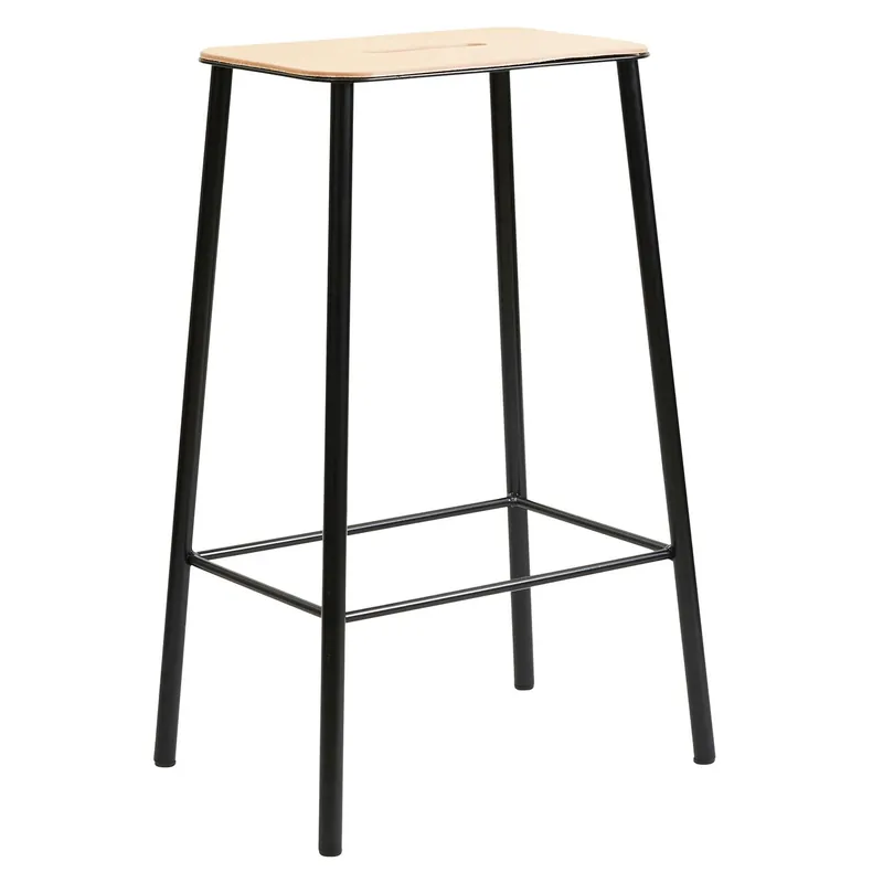 Adam Stool Barstol 65 cm, Läder/Matt Svart Billigare