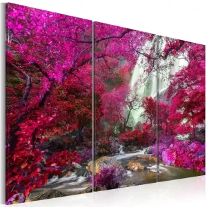 Tavla Beautiful Waterfall Pink Forest 90x60 - Inredning & dekor Begränsad tid