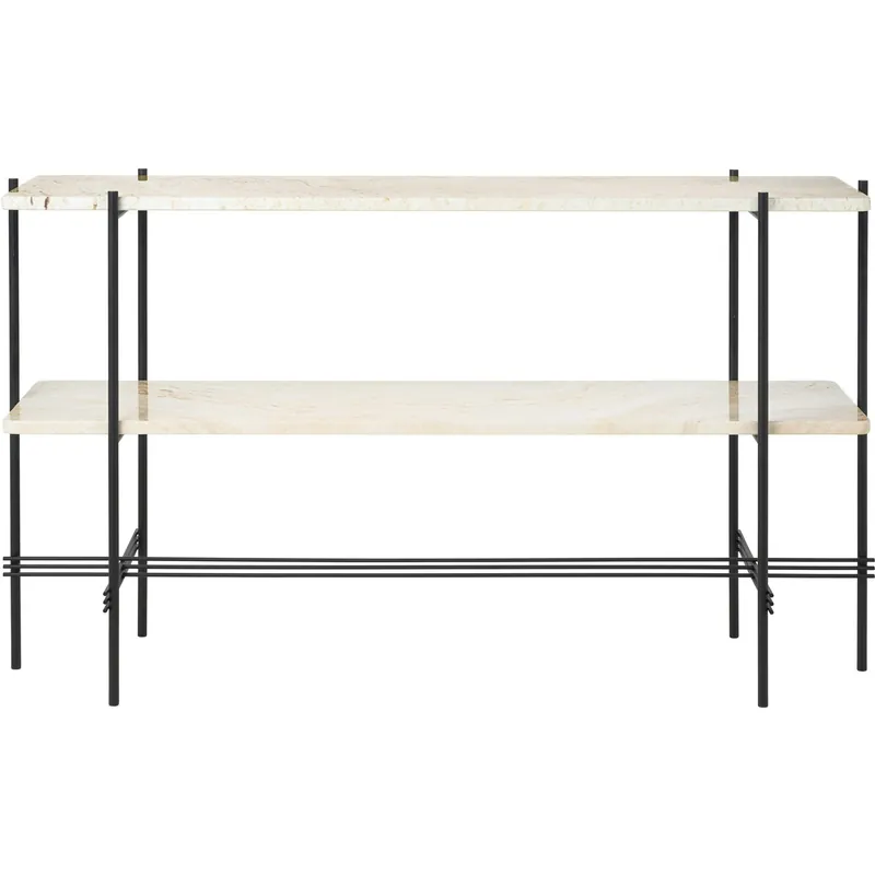 TS Console Sidobord 120x30x72 cm, Svart / Neutralt vit Travertin Outlet