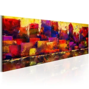 Tavla Colourful City Skyline 135x45 - Inredning & dekor Extra rabatt