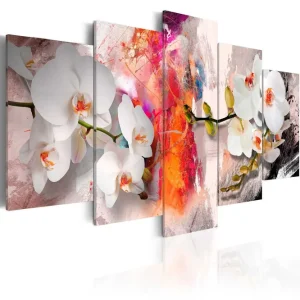 Begränsad tid Tavla Colorful Background And Orchids 100x50 - Inredning & dekor