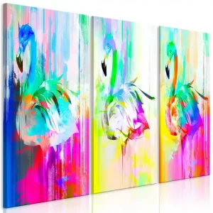 Snabb leverans Tavla Colourful Flamingos 3 Parts 120x80 - Inredning & dekor
