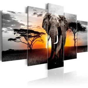 Beställ idag Tavla Elephant At Sunset 100x50 - Inredning & dekor