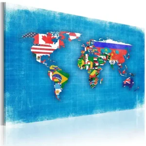 Billig Tavla Flags Of The World 60X40 Blå|Flerfärgad - Inredning & dekor