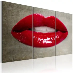 Sista chansen Tavla Female Lips 120X80 Röd|Grå - Inredning & dekor