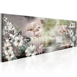 Tavla Flamingoes And Flowers 120X40 Flerfärgad - Inredning & dekor Fynd