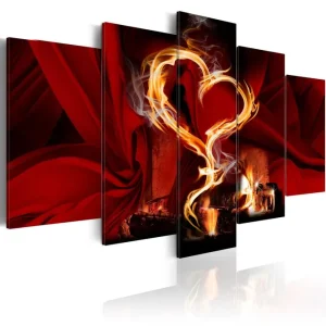Tavla Flames Of Love Heart 200X100 Röd - Inredning & dekor Beställ nu