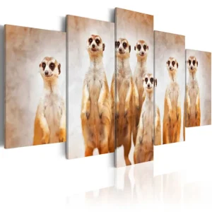 Trygg betalning Tavla Family Of Meerkats 100X50 Flerfärgad|Beige|Vit - Inredning & dekor
