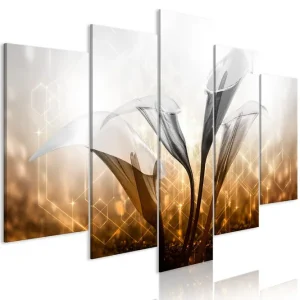 Tavla Floral Quartet 5 Parts Wide Golden 200x100 - Inredning & dekor Trygg betalning