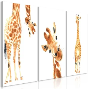 Tavla Funny Giraffes 3 Parts 120X60 Flerfärgad|Vit - Inredning & dekor Nyhet