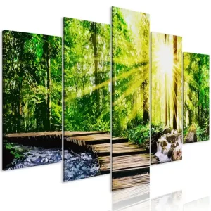 Bästa pris Tavla Forest Footbridge 5 Parts Wide 200x100 - Inredning & dekor