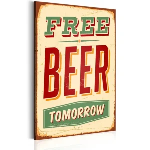 Tavla Free Beer Tomorrow 40X60 Röd|Flerfärgad - Inredning & dekor Billig