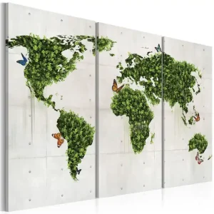 Tavla Grönt Land Fjärilar Triptyk 60x40 - Inredning & dekor Nyhet