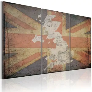 Billigare Tavla Karta Över Storbritannien Triptych 60x40 - Inredning & dekor