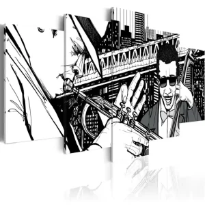 Tavla Jazzkonsert New York Skyskrapor 5 St 200x100 - Inredning & dekor Billig