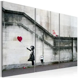 Bästa pris Tavla Girl With A Balloon By Banksy 90X60 Grå|Vit - Inredning & dekor
