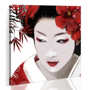 Tavla Japanese Geisha 40X40 Röd|Flerfärgad - Inredning & dekor Sista chansen