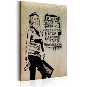 Tavla Graffiti Slogan By Banksy 60X90 Beige|Vit|Svart - Inredning & dekor Säker betalning
