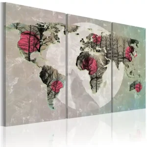 TAVLA Karta Över Världen Fullmåne Triptych 120x80 - Inredning & dekor Outlet