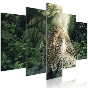 TAVLA Leopard Lying 5 Parts Wide Pale Green 200x100 - Inredning & dekor Begränsat erbjudande