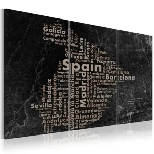 TAVLA Map Of Spain On The Blackboard Triptich 120x60 - Inredning & dekor Rea