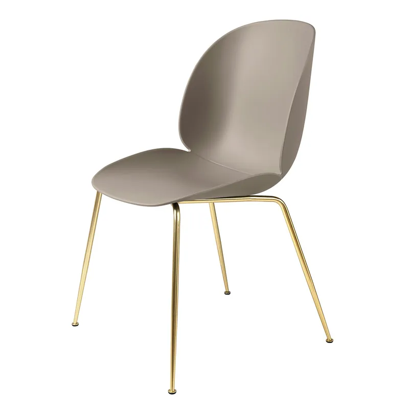Beetle Stol Oklädd, Conic Base Mässing, Beige Extra rabatt