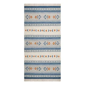 Handla nu KM Home Fagersta Ullmatta 80x200 cm Blå - Textil & mattor