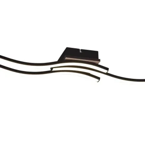 Fri frakt Trio Lighting Route LED Taklampa 3L mattsvart/ trä Matt svart/Trä - Belysning