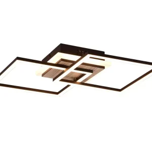 Trio Lighting Giro LED Taklampa fyrkant mattsvart/ trä Mattsvart/Trä - Belysning Begränsat erbjudande