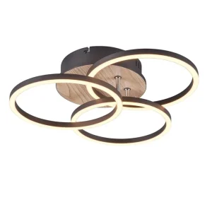 Trio Lighting Circle LED Taklampa mattsvart/ trä Matt svart/Trä - Belysning Endast idag