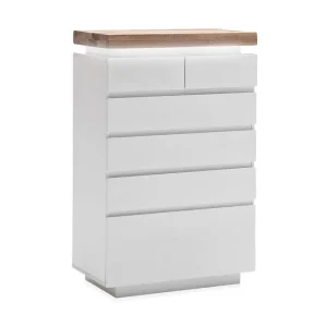 Rabatt Scandinavian Choice Byrå Romina 73 cm 4 Stora + 2 Små Lådor Oljad Ek|Matt Vit - Förvaring