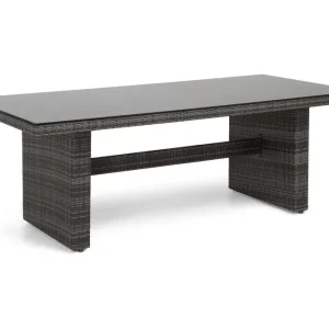 Snabb frakt Comfort Garden Majestic Matbord Utomhus 210x100 cm – Utebord i konstrotting med bordsskiva i Glas för Trädgård och Altan Grå - Utemöbler & utemiljö