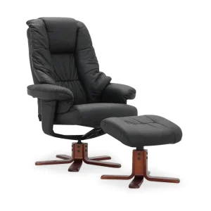Scandinavian Choice Comfy Snurrfåtölj med Fotpall Svart/Läder/PVC - Möbler Beställ nu